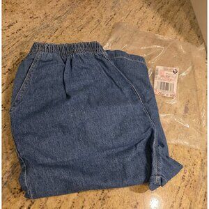 New! Cabin Creek Women Sz 18 Capri Crop Denim Jeans Pull On Blue 30x17" Elastic
